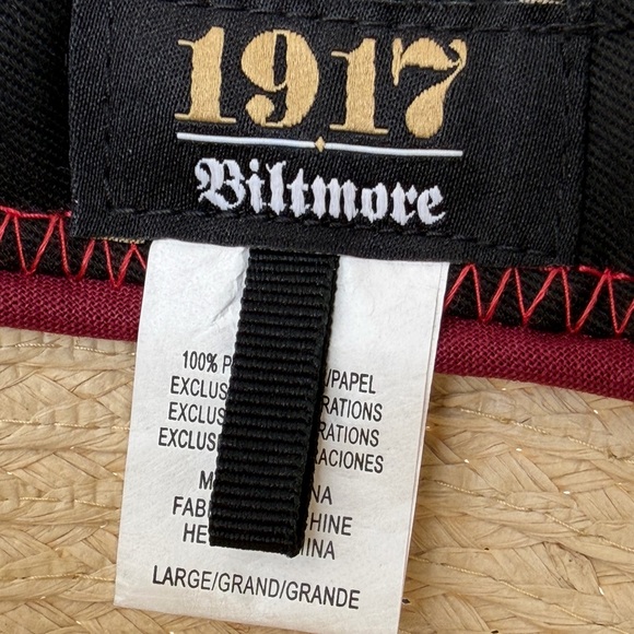 Biltmore 1917 Heritage Straw Fedora Size Large/Unisex Classic Style Summer - Picture 12 of 16